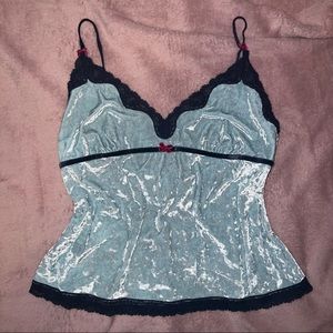 Vintage 2005 Victorias Secret Angles Velvet Lace Trim Cami Lingerie Top